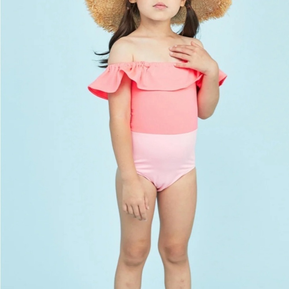 Charming Coral Kids Swim One Piece by Petite Hailey